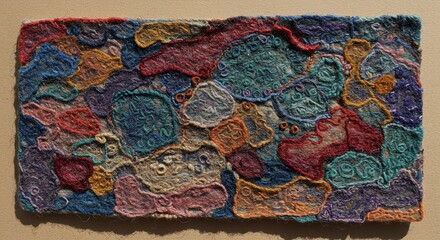 Aufkleber - A colorful piece of art made of yarn and beads