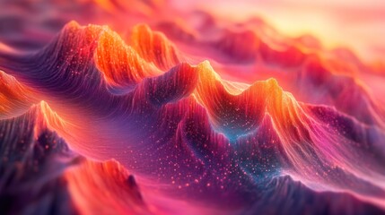 Wall Mural - an abstract landscape depicting undulating formations in vibrant colors