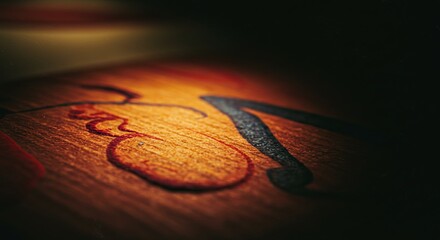 Aufkleber - A close up of a wooden surface with the letters A and B on it