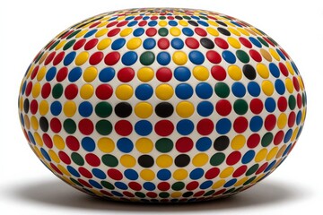 Aufkleber - Colorful spherical object covered in vibrant dots displayed on a clean white surface