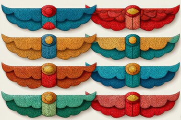 Aufkleber - Colorful decorative wings displayed in a creative arrangement showcasing various patterns and hues