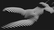 © 3d_kot - Minimalist black and white abstract art of feminine curves in projector light. Soft flowing lines shaping the beautiful woman body form. Elegant line art of female sensual figure. Vector illustration