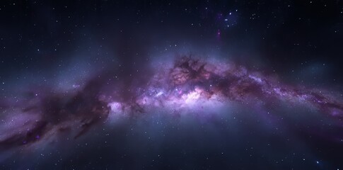 A 360 degree equirectangular projection space background featuring nebula and stars serves as an environment map and HDRI spherical panorama