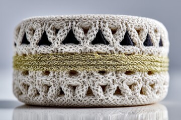 Aufkleber - Intricately crafted handmade lace bracelet with black and gold accents showcased against a neutral background