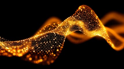 An abstract background serves as the setting for a 3D render of a high-tech futuristic particle network that represents big data and stock in the context of an abstract 3D technology concept