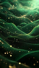 Wall Mural - abstract swirling green background light particles bokeh, festive luxurious design element