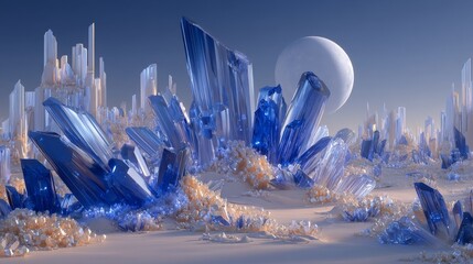 Wall Mural - Create a game art depiction of a frozen and extraterrestrial world featuring colossal ice spires, frozen lakes, and an otherworldly sky filled with unrecognizable constellations