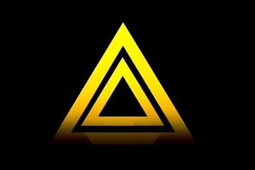 Fototapete - Bright triangular pattern in shades of gold on a black background showcasing geometric design and symmetry