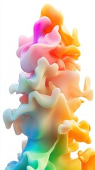 Wall Mural - abstract rainbow paint cloud close up on white background studio shot vibrant colors