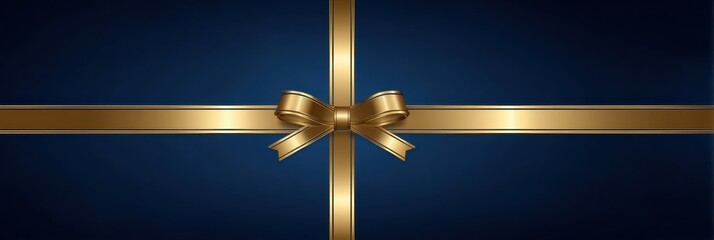 Leinwandbilder - Elegant Gold Ribbon Intersects With a Deep Blue Background, Creating a Visually Striking and Sophisticated Design Suitable for Various Occasions