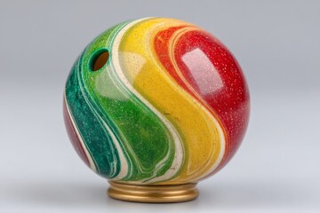 Poster - Colorful hand-painted marble with swirling patterns displayed on a neutral background