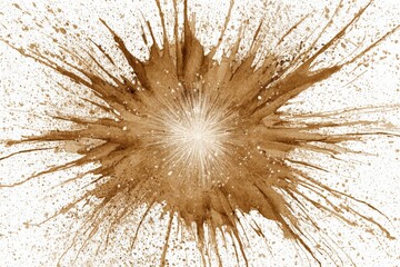 Fototapete - Artistic brown explosion effect with dynamic splashes and radial patterns in a minimalist design