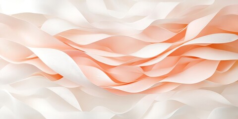 Canvas Print - abstract flowing layers a 3d illustration of dynamic paper folds in soft peach and coral hues