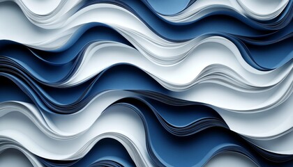 Wall Mural - abstract paper carving navy and white wave pattern, nature inspired layered design, modern art