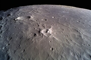 Wall Mural - lunar surface close up view of craters and terrain from orbiting spacecraft exploration mission moon