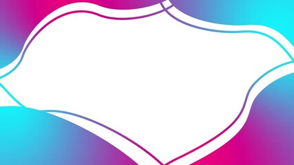 Wall Mural - Animated pink blue decorative wavy frame with copy space. Looped video. Vector illustration isolated on white background.