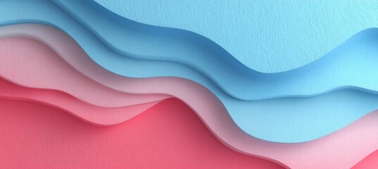 Canvas Print - abstract paper carved background, blue and pink wave patterns, nature inspired layered design