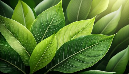 exploring the intricate textures of green leaves under soft light