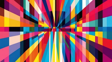 Wall Mural - a colorful abstract composition featuring geometric and radiating elements