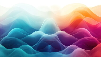 Wall Mural - abstract depiction of flowing colorful waves across a vista