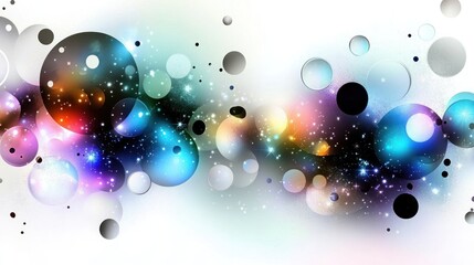 Wall Mural - abstract image showing luminous spheres with stellar nebulous backgrounds