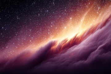 Aufkleber - Vivid cosmic landscape showcasing swirling clouds and shimmering stars at dusk