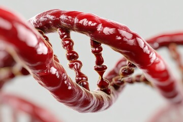 Poster - Detailed view of a DNA double helix structure showing intricate molecular formations in a laboratory setting