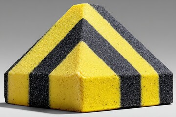 Aufkleber - Unique foam pyramid with yellow and black stripes placed on a neutral background