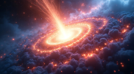 cosmic collision event between a black hole and a planet