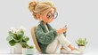 © Thoa - 3d illustration, cute cartoon business woman using smartphone while working