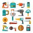 © pixora - Collection of colorful flat design tools against white backdrop