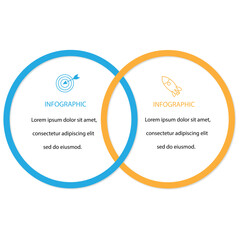 Wall Mural - business template. 2 step t journey. process diagram, 2 options on white background,