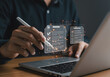 © Pixel Studio - Digital checklist online survey form on laptop for efficient task management and productivity boost