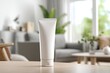 © Muhammad - Empty white tube on a light wooden table in a bright living room