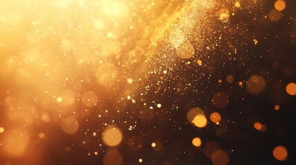 Wall Mural - golden glittering dust particles floating in light abstract background with bokeh effects and warm t