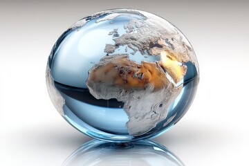 Poster - Globe showcasing the continent of Africa with a glossy transparent appearance and a focus on geography