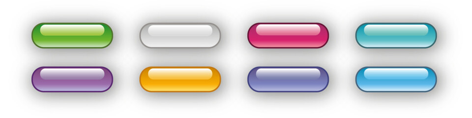 glossy buttons blank 3d colorful vector collection. bright rounded ui elements.