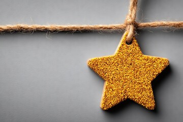 Aufkleber - Bright yellow star decoration on twine presents a playful touch to home decor