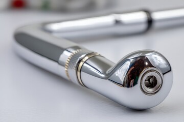 Leinwandbilder - Close-up of a shiny metal tool highlighting its intricate design and craftsmanship during a workshop activity in a well-lit studio