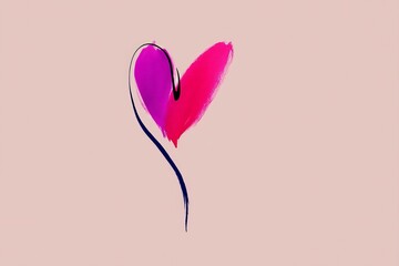 Aufkleber - Colorful heart illustration with flowing lines on soft background
