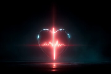 Poster - Heartbeat graphic with glowing elements representing vitality and emotion in a dark setting