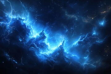 Wall Mural - Stunning Cosmic Nebula with Electric Blue Lightning in Deep Space Captured in High Resolution for Science and Astronomy Enthusiasts