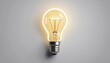 © yassine - Illuminating innovation, bright light bulb on a grey background symbolizing ideas, solutions and inspiration