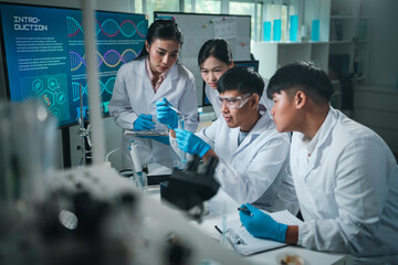 Wall Mural - medical science and technology professionals working in a laboratory research environment where scie