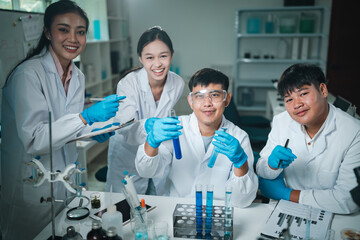 Wall Mural - medical science and technology professionals working in a laboratory research environment where scie