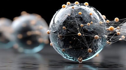 Poster - abstract sphere background with plexus effect 3d surface,photo stocks
