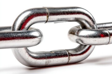 Fototapete - Close-up of interlocking metal chain links showcasing strength and durability during daylight hours
