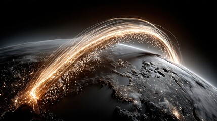 Poster - best internet concept of global business globe glowing line