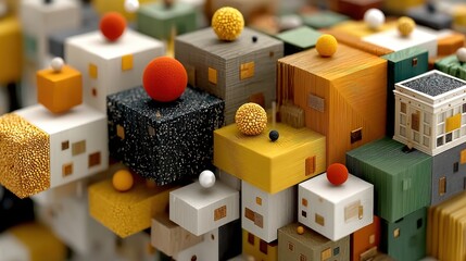 Aufkleber - big complex shape with blocks moving 3d animation,photo stocks