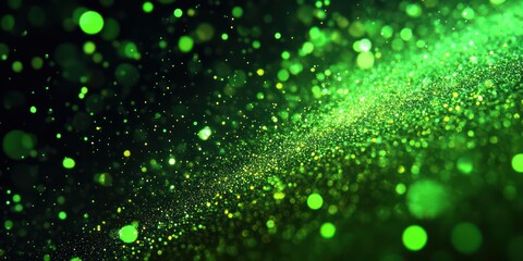 Wall Mural - Abstract green background with bokeh and particle effects
